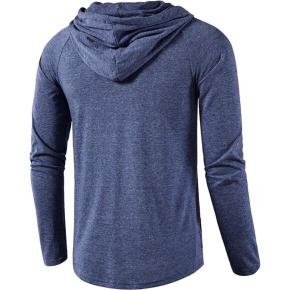 Men's Gym Workout Active Long Sleeve Pullover Lightweight Hoodie Casual - Picture 3 of 7